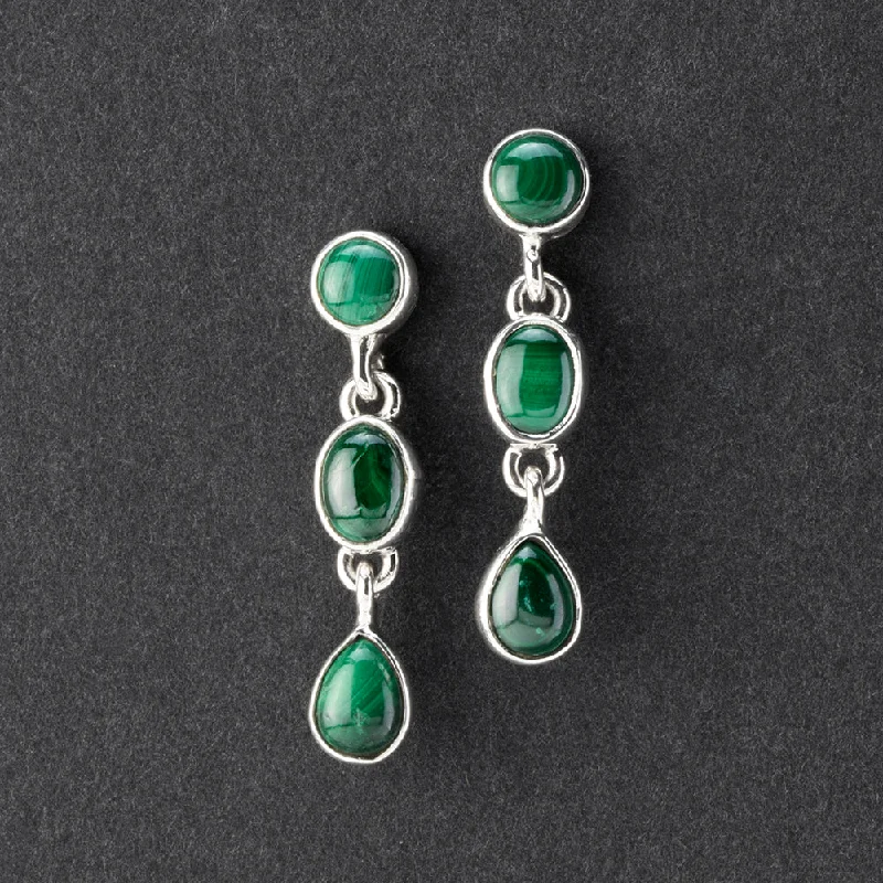 Sterling Silver and Malachite Dangle Earrings