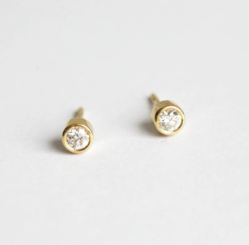 Simple Diamond Earrings, Gold Diamond Stud Earrings