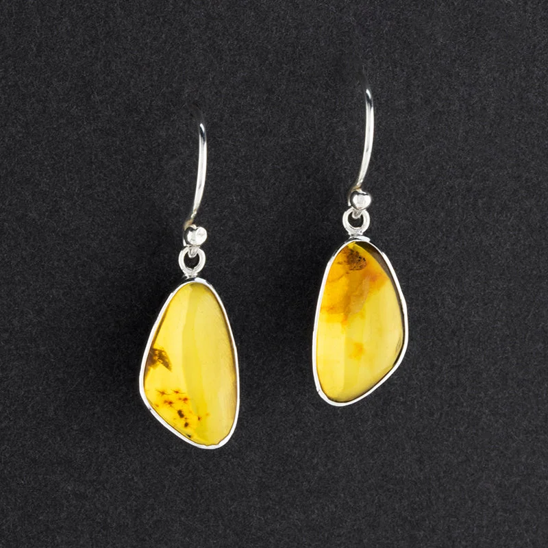 Simple Genuine Amber Drop Earrings