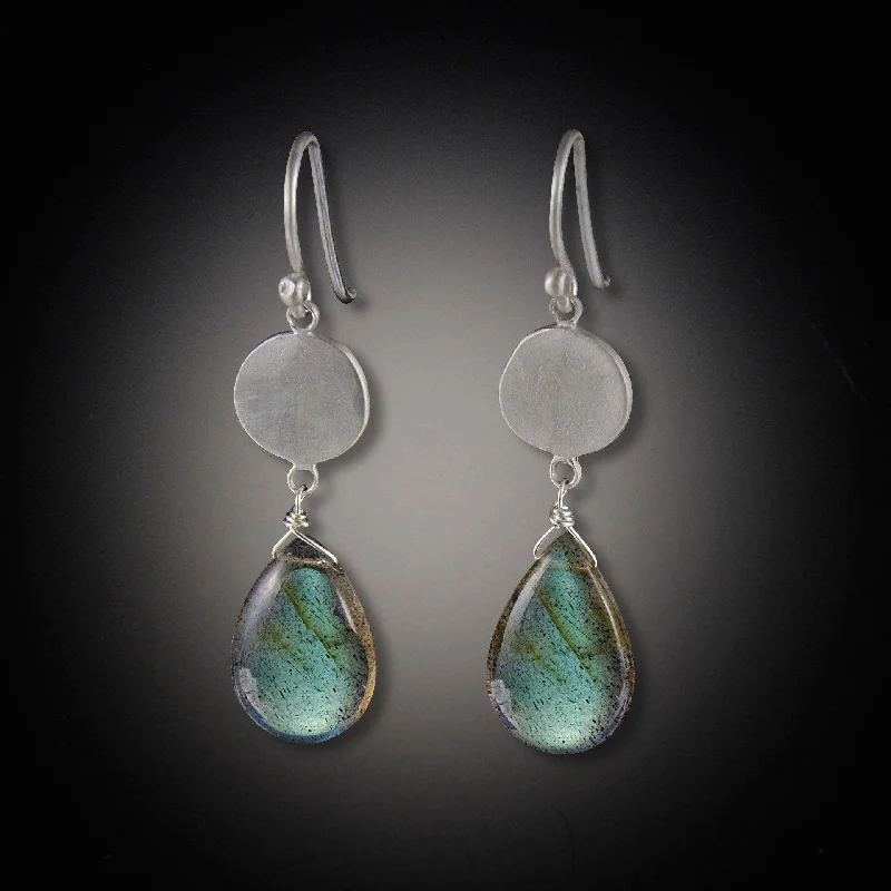 Single Disk with Labradorite Drop Earrings