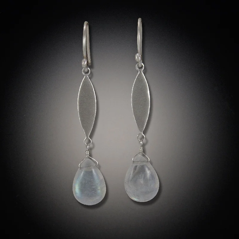 Single Leaf Earrings with Moonstone