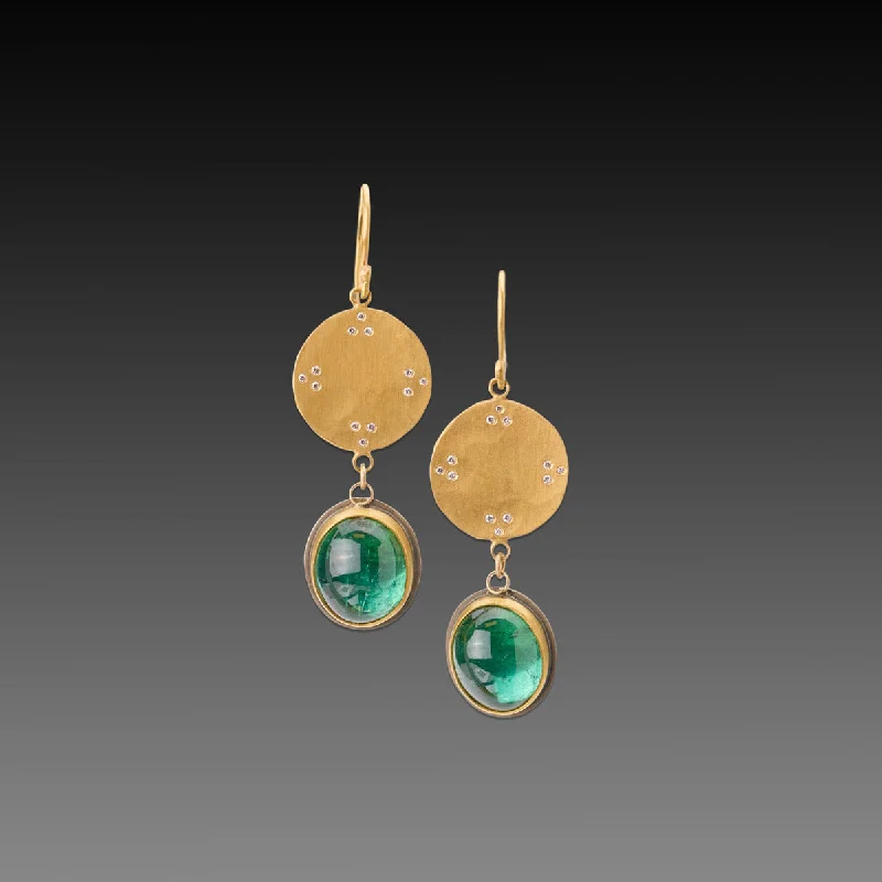 Four Directions Green Tourmaline Earrings