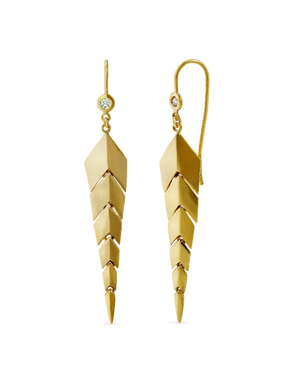 Small Fishtail Yellow Gold Earrings