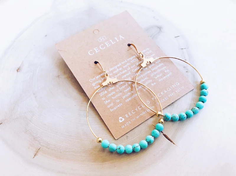 Turquoise Magnesite Gemstone Hoops