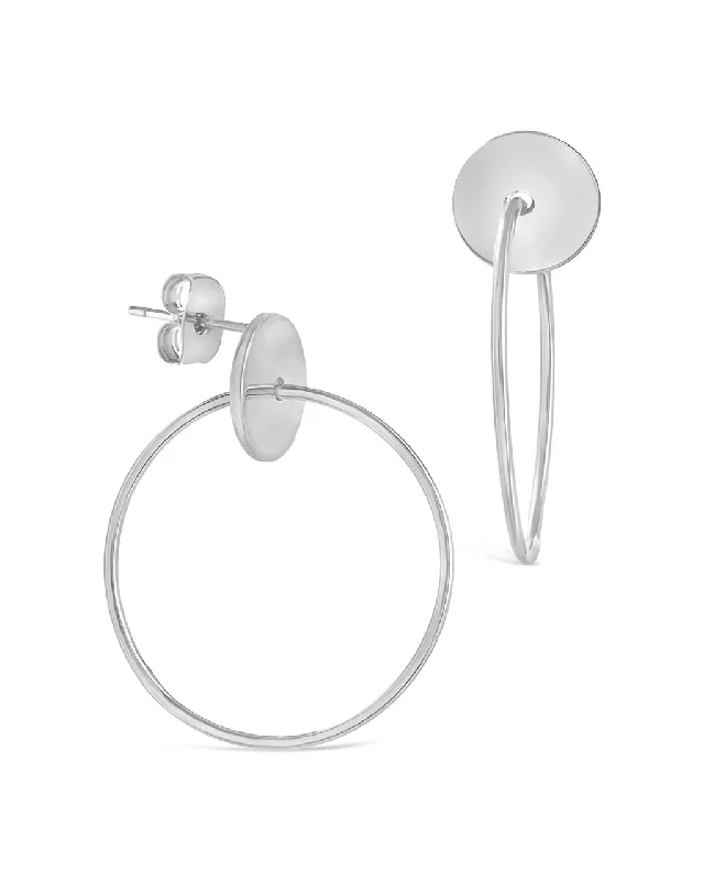 Sterling Silver Solid Circle Stud Drop Earrings