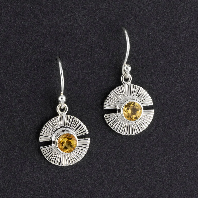 Sterling Silver and Citrine Drop Earrings