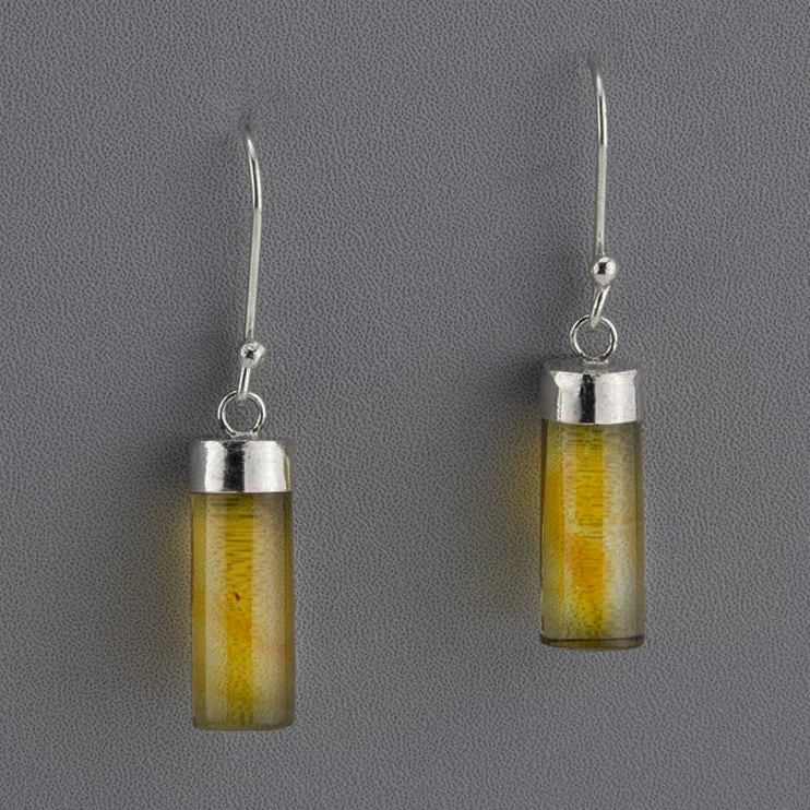 Amber Cylinder Dangle Earrings