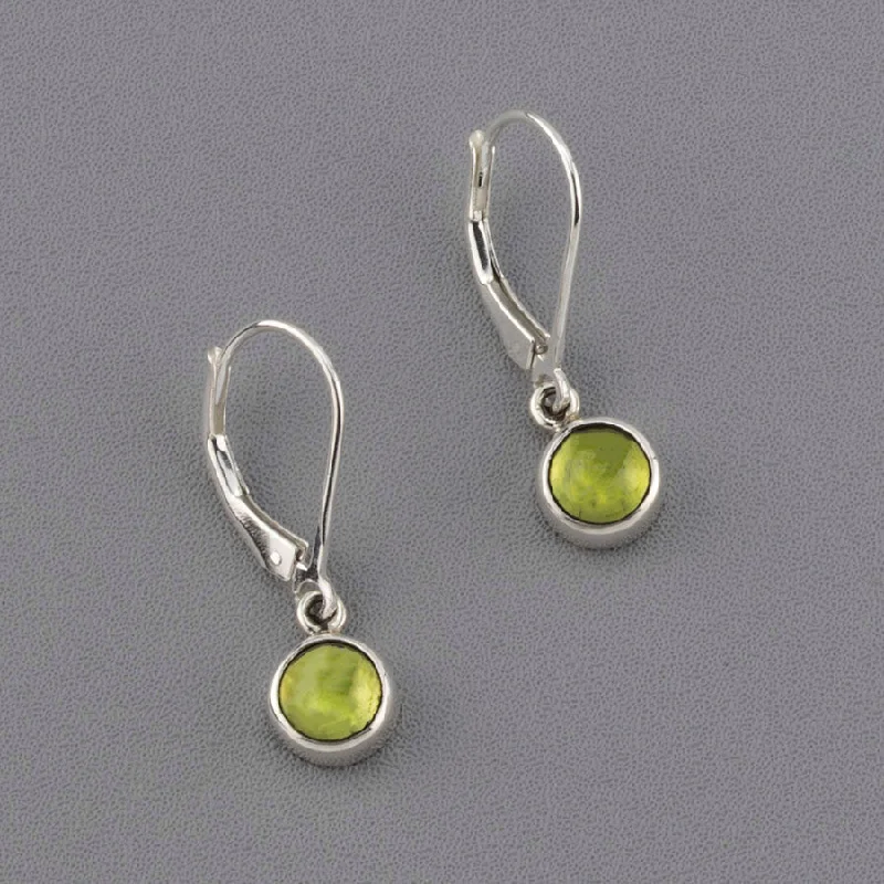 Sterling Silver and Peridot Leverback Earrings