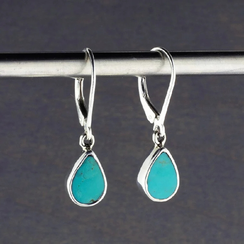 Turquoise Leverback Teardrop Earrings