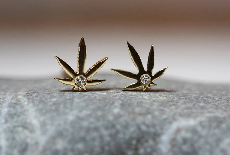 Stud Earrings, Tiny Gold Leaf Earring