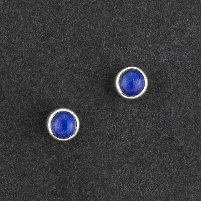 Small 4mm Lapis Lazuli Stud Earrings