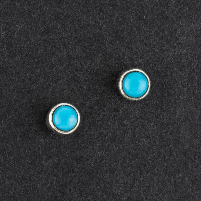 Small Round 4mm Turquoise Stud Earrings