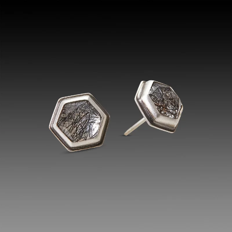 Tourmalinated Quartz Stud Earrings