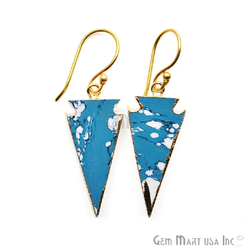 Triangle Shape 34x14mm Gold Plated Sediment Jasper Hook Earrings (Pick your Gemstone) (90163-1)