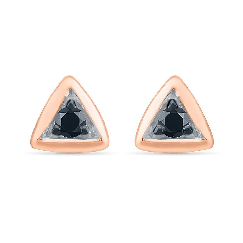 Black Diamond Triangle Stud Earrings