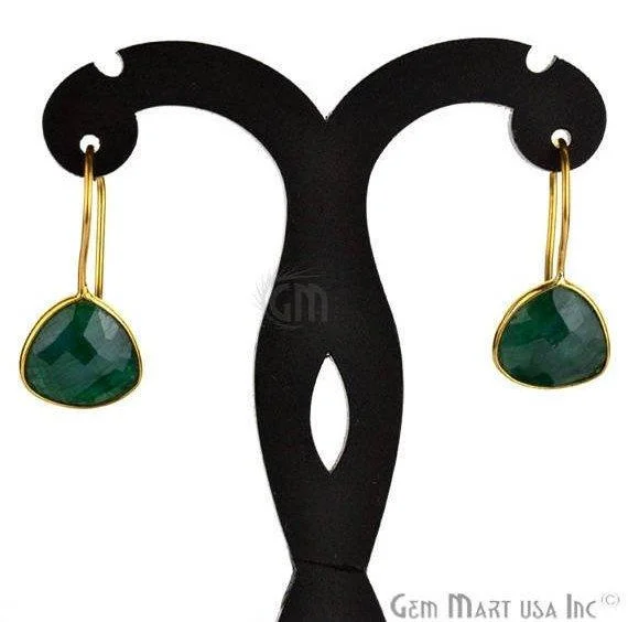 Trillion Shape 13mm Gold Plated Gemstone Hook Earrings (Pick your Gemstone) (90030-1)