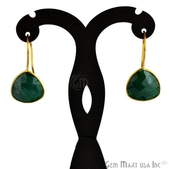 Trillion Shape 15mm Gold Plated Gemstone Hook Earrings (Pick your Gemstone) (90031-1)