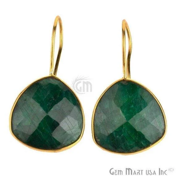 Trillion Shape 19mm Gold Plated Gemstone Hook Earrings (Pick your Gemstone) (90033-1)