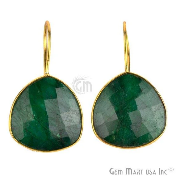 Trillion Shape 21mm Gold Plated Gemstone Hook Earrings (Pick your Gemstone) (90034-1)