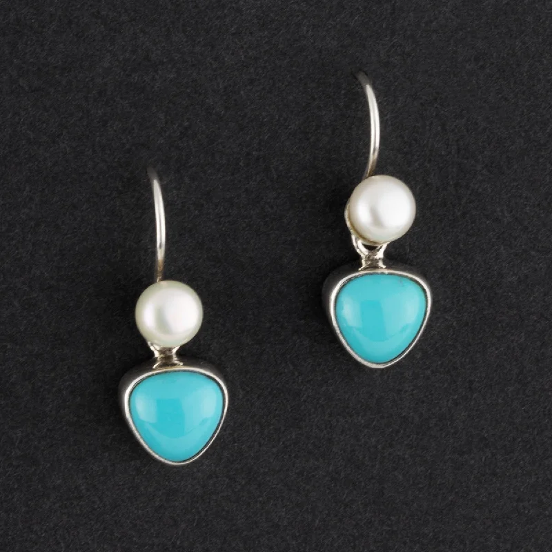 Turquoise and Pearl Drop Earrings