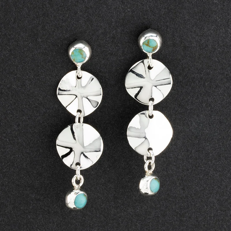 Sterling Silver and Turquoise Double Disc Dangle Earrings