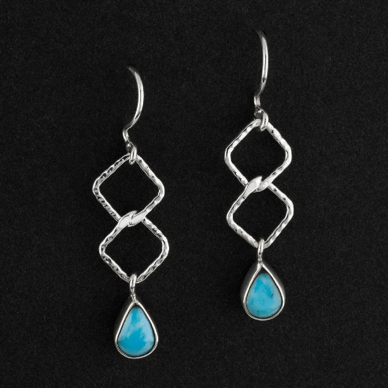 Long Silver and Turquoise Dangle Earrings