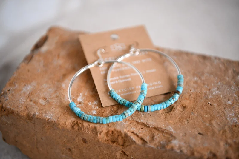 Far Out Silver Hoops in Sterling Silver Turquoise