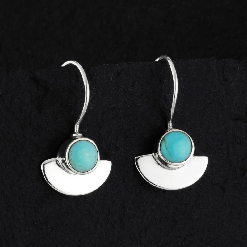 Sterling Silver and Turquoise Fan Drop Earrings