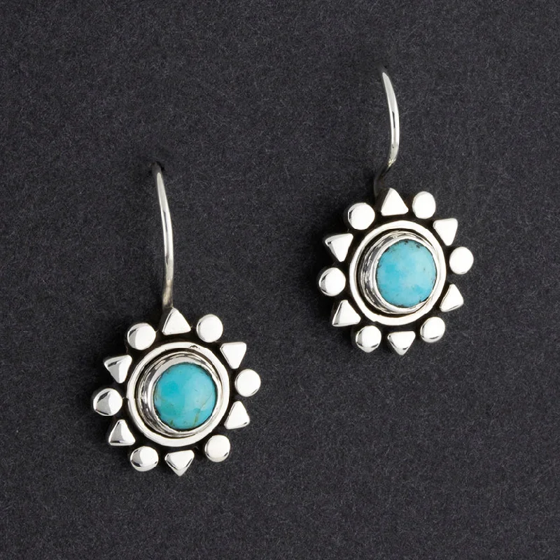 Sterling Silver and Turquoise Sun Drop Earrings