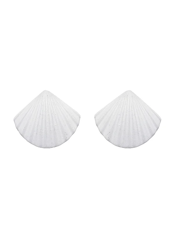 White Clam Sterling Silver Earrings