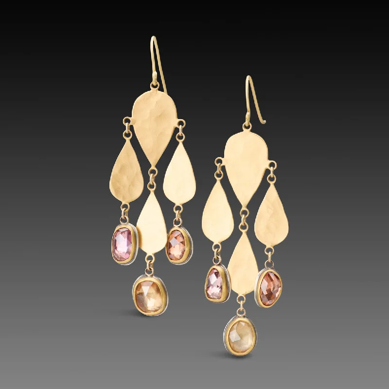 Warm Zircon Chandelier Earrings