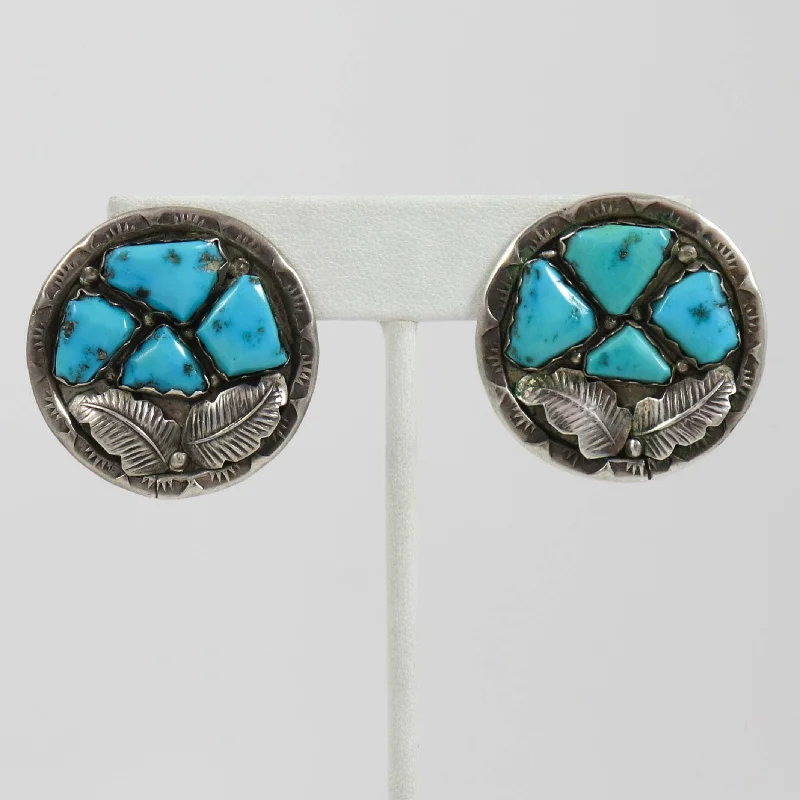 1970s Turquoise Clip Earrings