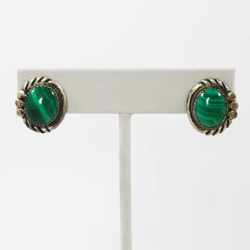 1980s Malachite Clip Earrings