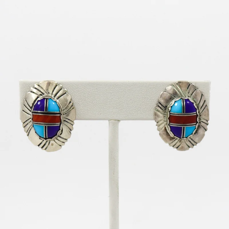 Inlay Clip Earrings