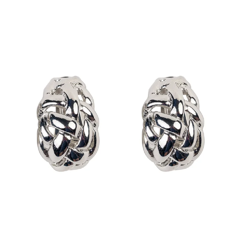 Silver Weave Dome Clip Earrings