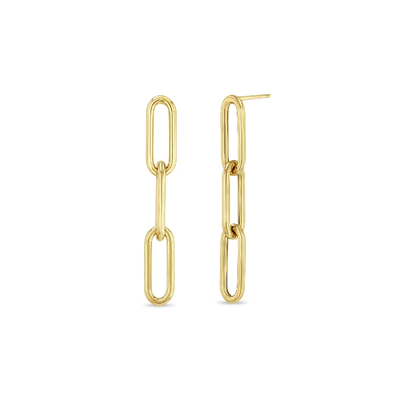 14k Gold Large Paperclip Chain Drop Earrings