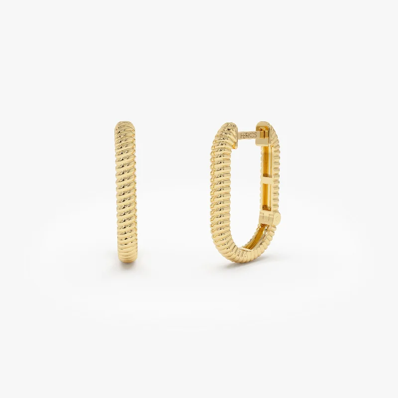 14k Twisted Rope Paperclip Hoop Earrings