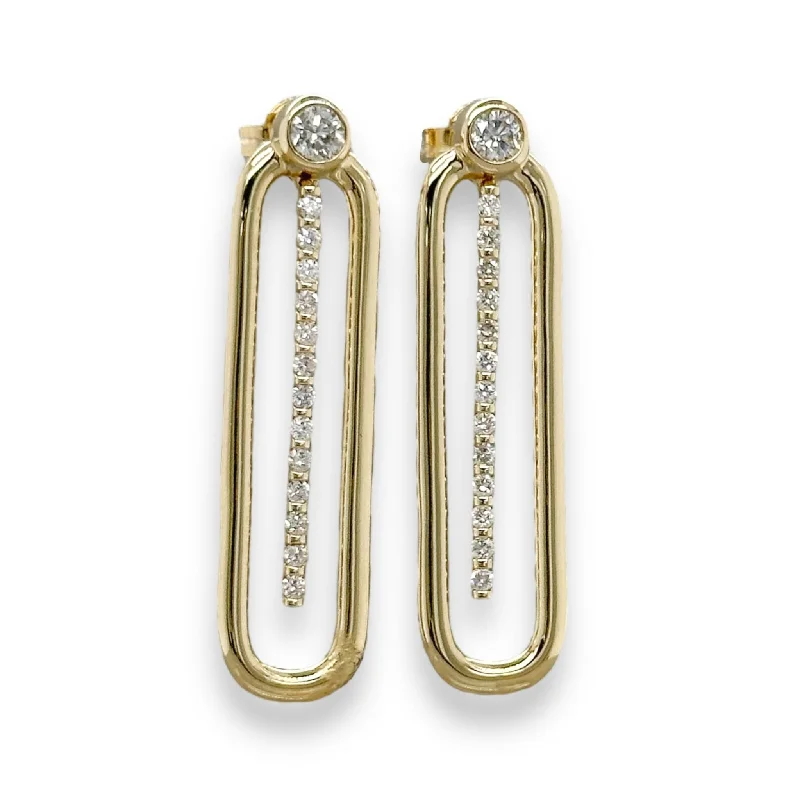 14K Y Gold 0.43cttw H/I1 Diamond Paperclip Earrings