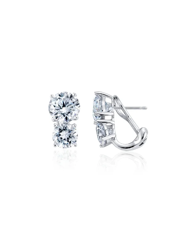 Double Post with Clip Earrings in Platinum