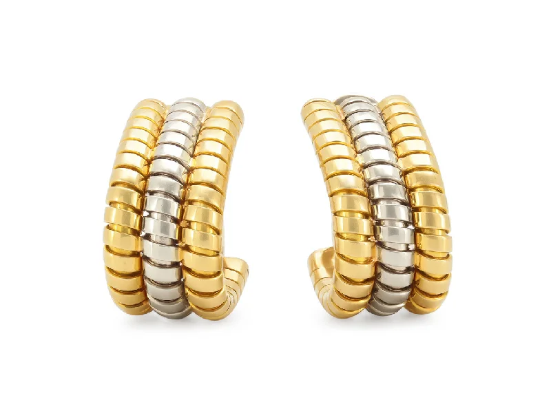 Bulgari Triple Row Tubogas Earclips in 18K Gold