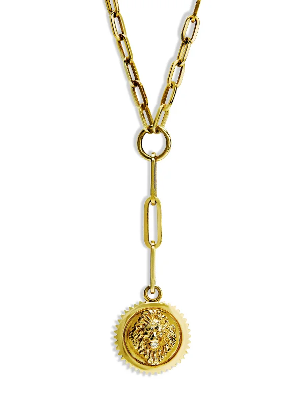 Baby Strength Medallion On Yellow Gold Refined Clip Necklace