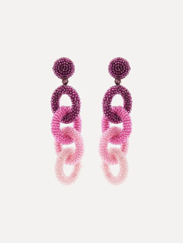 Beaded Chain-Link Clip-On Earrings