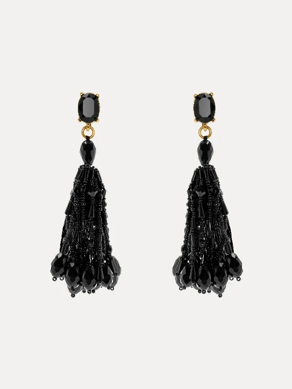 Beaded Tassel Clip-On Earrings