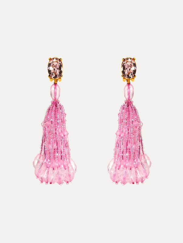 Beaded Tassel Clip-On Earrings