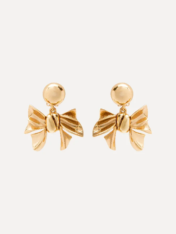 Bow Drop Clip-On Earrings