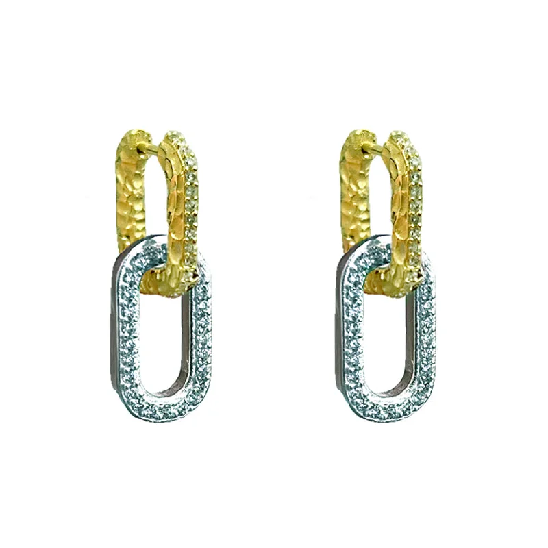 GOLD TWO TONE PAPERCLIP RICO EARRINGS