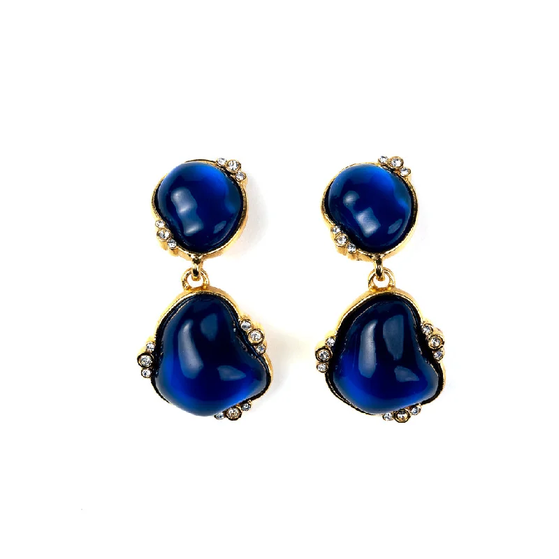 Sapphire Nugget Drop Clip Earrings