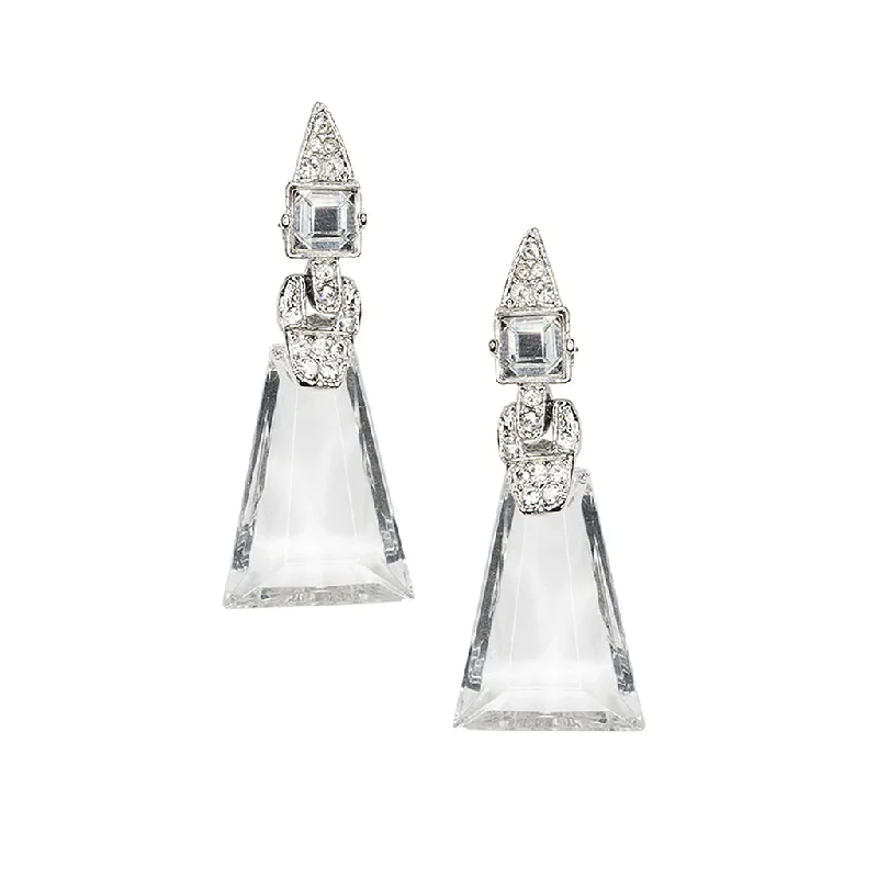 Crystal Art Deco Clip Earrings