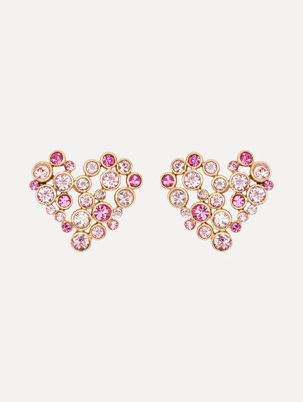 Crystal Heart Clip-On Earrings