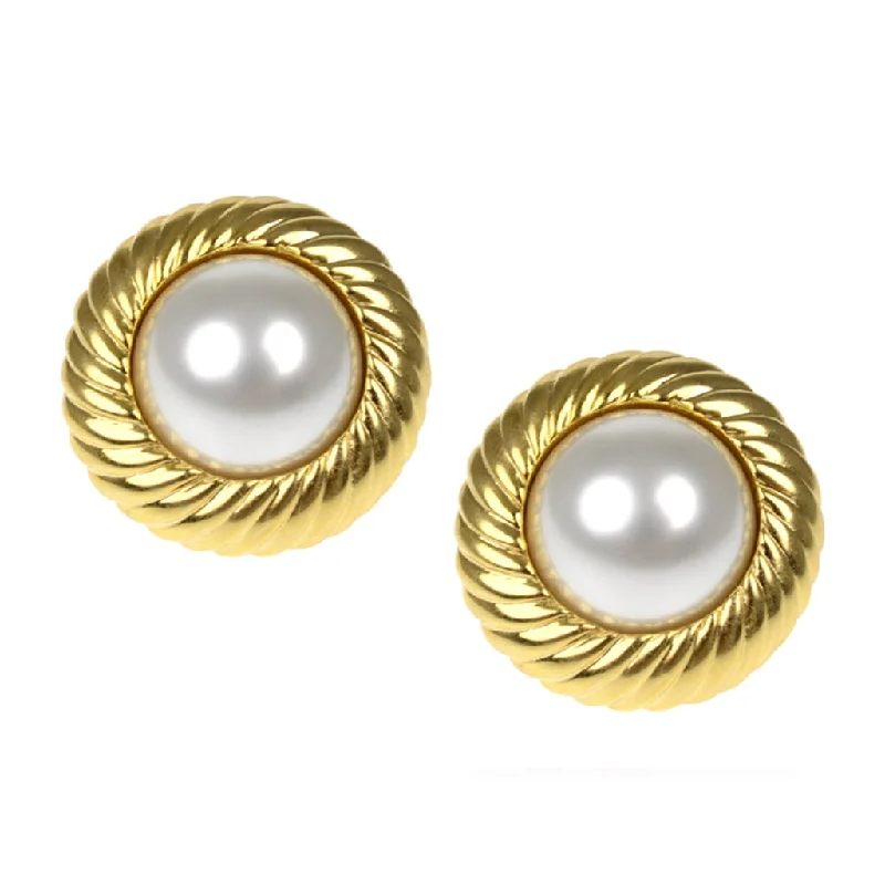 Barbara Bush Twist Button Clip Earrings